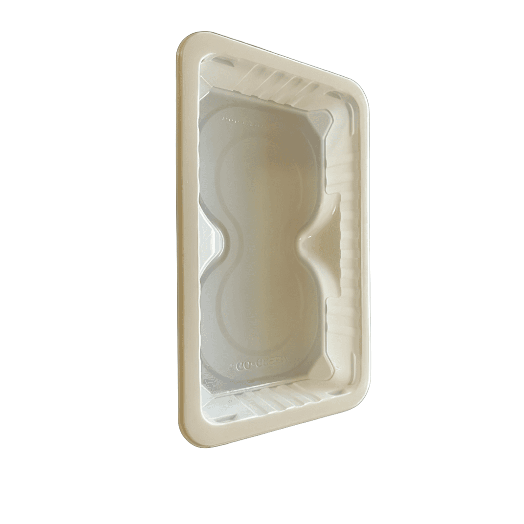 Meat Pad & Tray 10.69X6.75X1.4 IN 2 Compartment PP White Rectangle Barrier 2912/Pallet