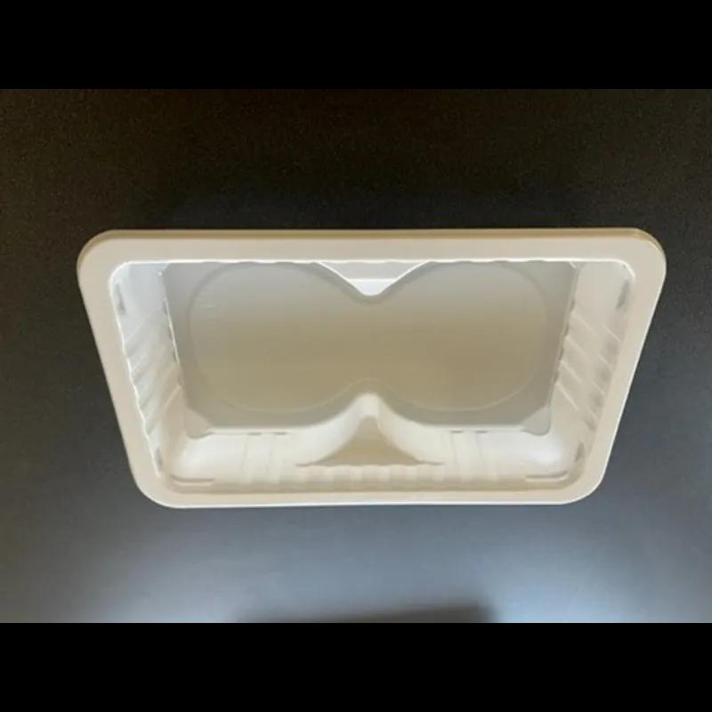 Burger Patty Tray 10.69X6.72X2 IN 2 Compartment PP White Rectangle Barrier 2688/Pallet