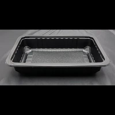 Meat Pad & Tray 10.75X6.72X2 IN 1 Compartment PP Black Rectangle Barrier 2688/Pallet