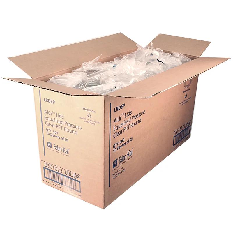 Alur Lid Flat 4.7X0.4 IN RPET Clear Round For 8-12-16-24-32 OZ Container Equal Pressure 500/Case
