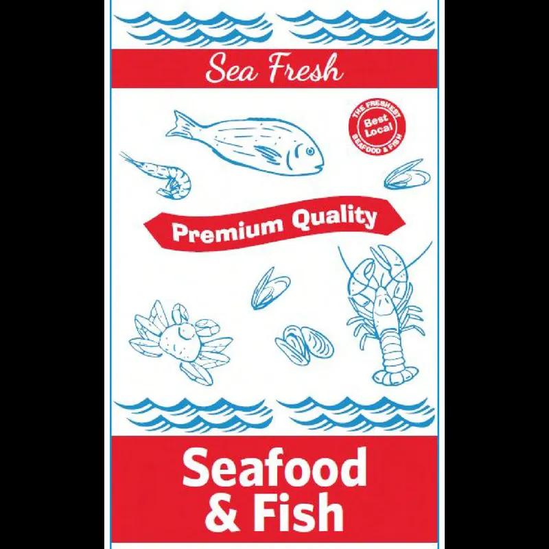 Shellfish Bag 7X4X14 IN 0.5 Peck Paper White Blue Red Sea Fresh Seafood & Fish Wet Strength 500/Bundle