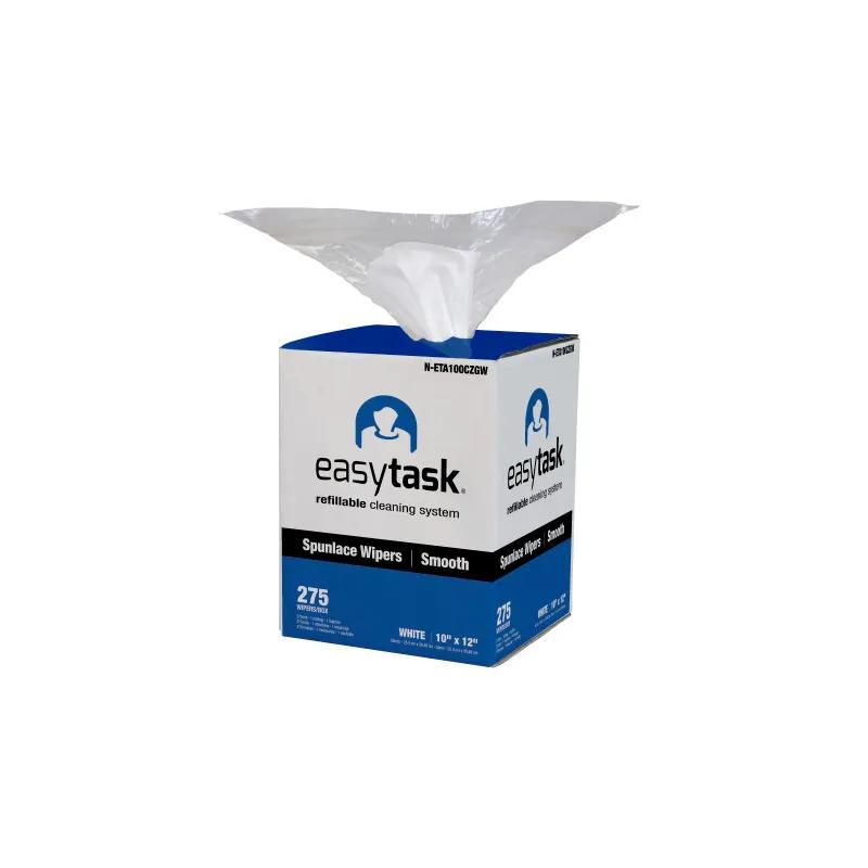 EasyTask® Wipe 10X12 IN Spunlace White Pop-Up Box Grab & Go Refillable 1 Rolls/Case