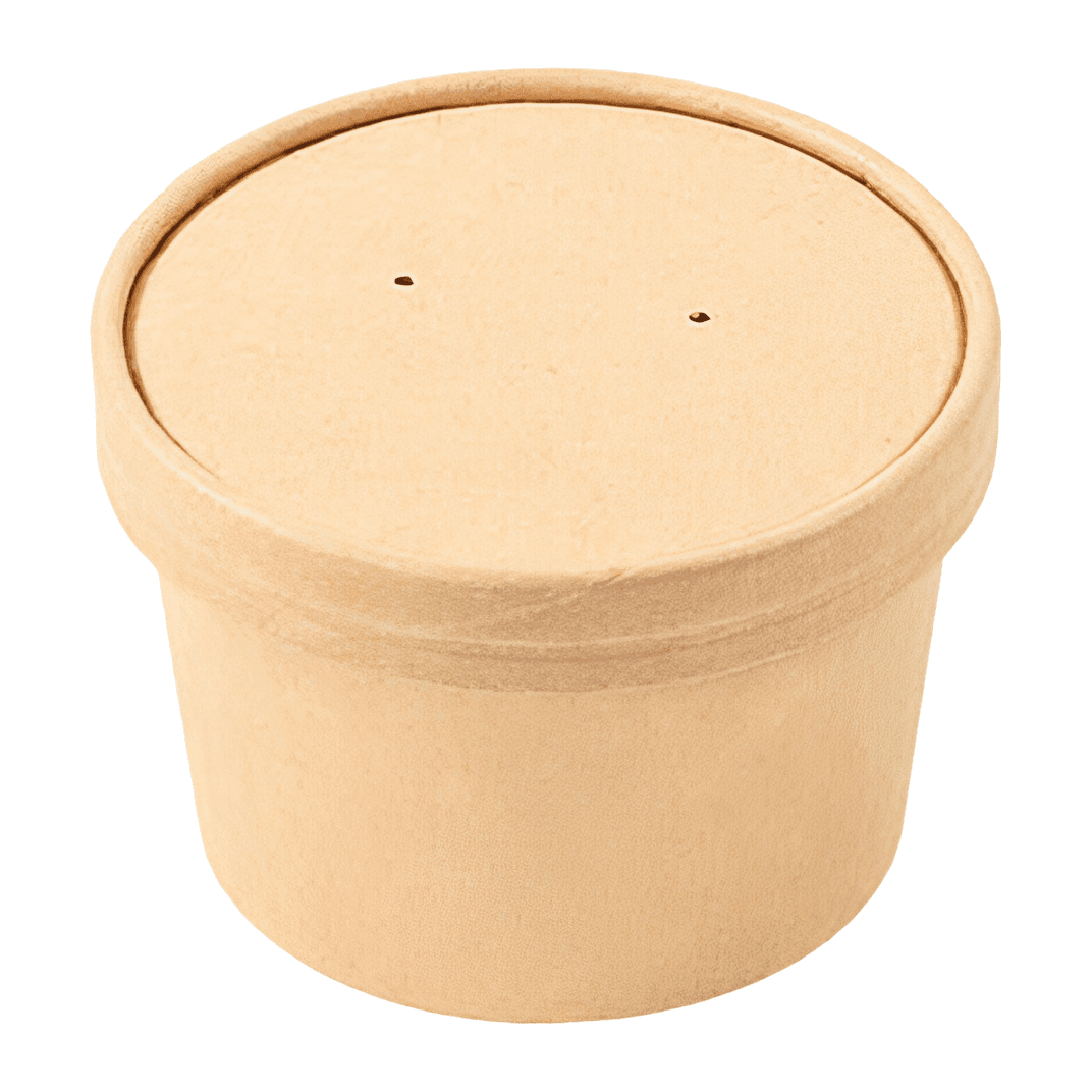 Food Container Base & Lid Combo 8 OZ Paperboard Kraft Round 250/Case
