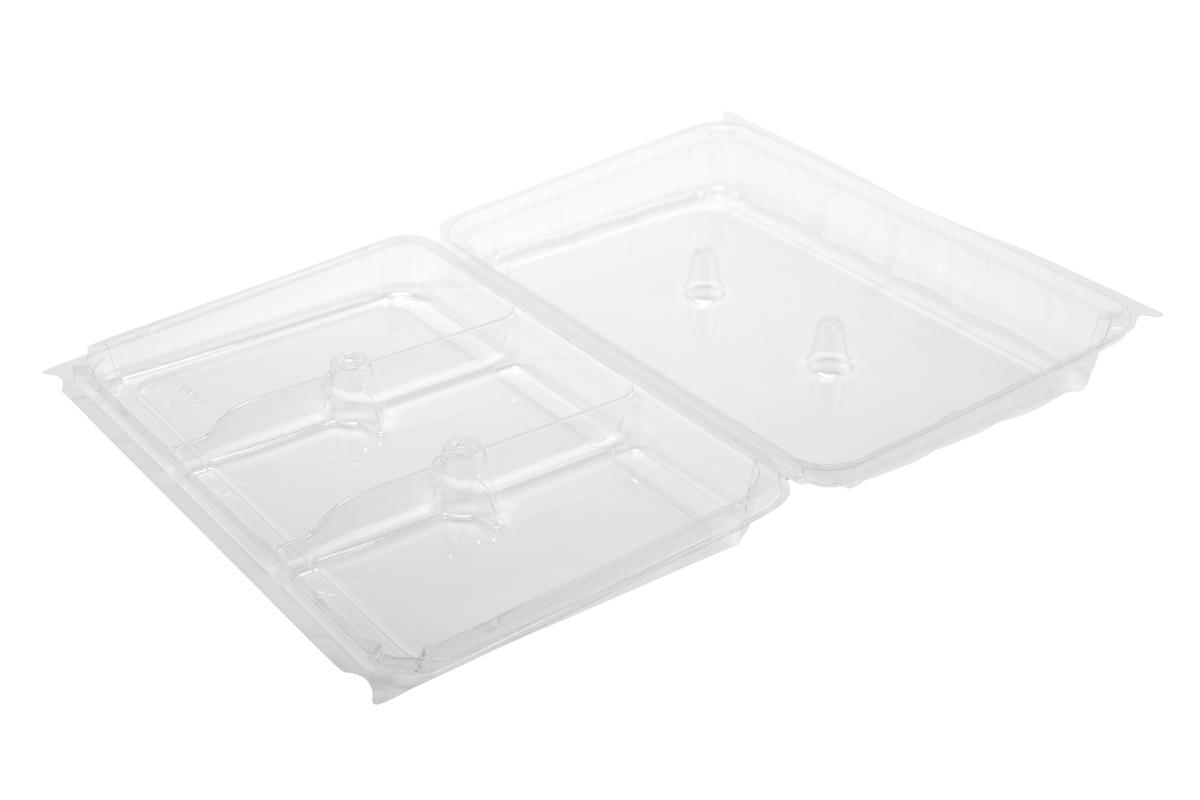 Take-Out Container Hinged 11.9X8X2 IN RPET PLA Clear 100/Case