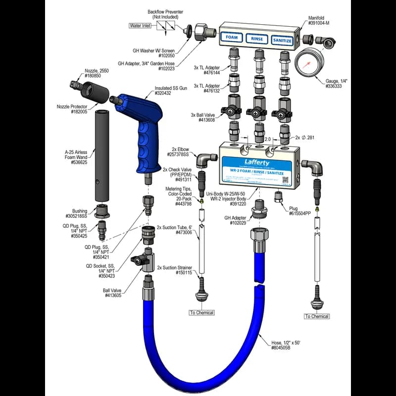 WR-2 Foam, Rinse and Sanitize With Pistol Grip Gun Kit 1/Each