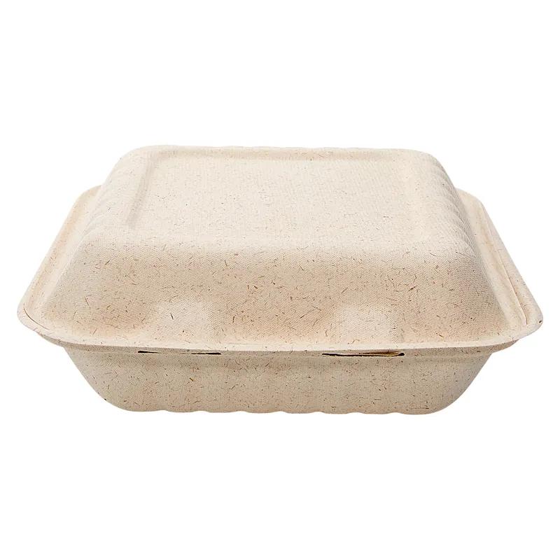 Ovation Take-Out Container Hinged With Dome Lid 8X8X3 IN Sugarcane Square 300/Case