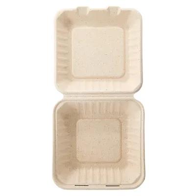 Ovation Take-Out Container Hinged With Dome Lid 8X8X3 IN Sugarcane Square 300/Case