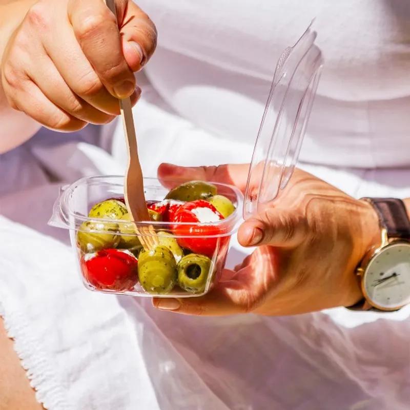 Deli Container Hinged With Flat Lid 8 OZ PLA Clear 300/Case