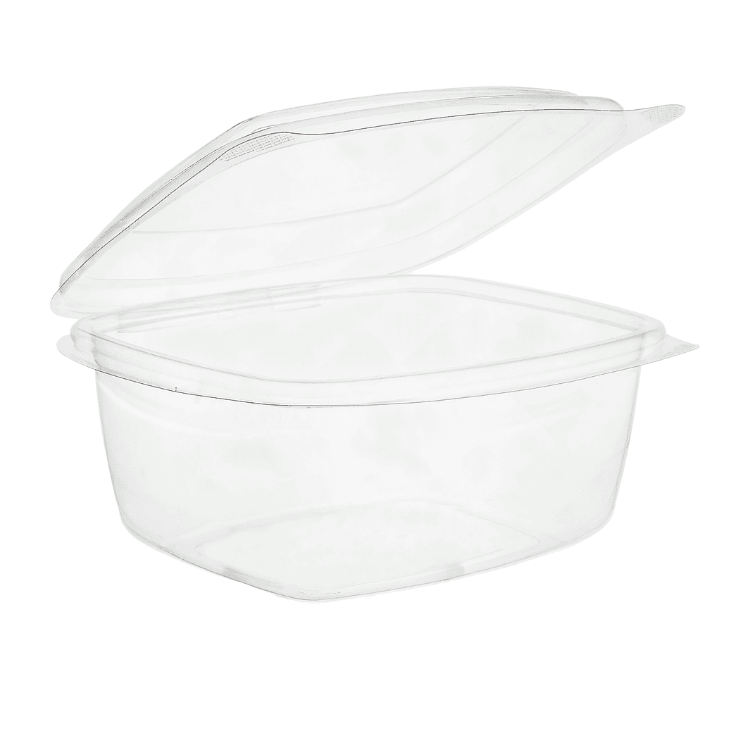Deli Container Hinged With Flat Lid 16 OZ PLA Clear 50 Count/Pack 6 Packs/Case 300 Count/Case