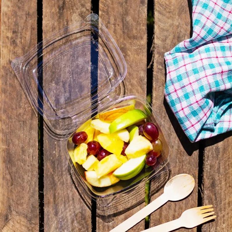 Deli Container Hinged With Flat Lid 16 OZ PLA Clear 50 Count/Pack 6 Packs/Case 300 Count/Case