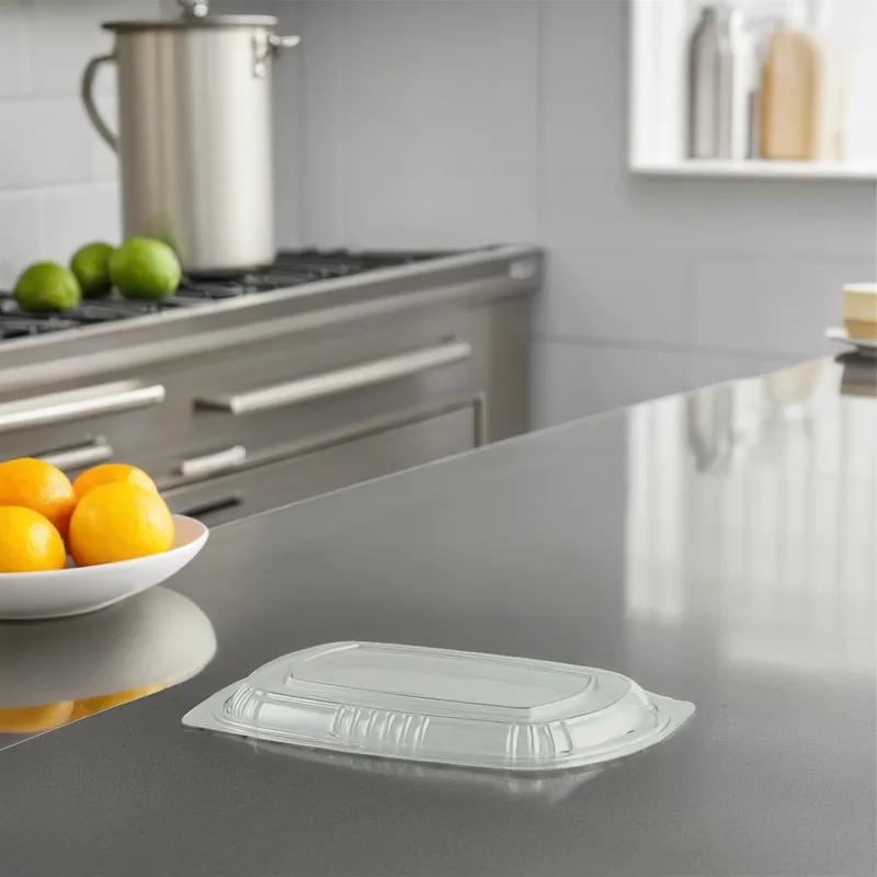 MicroRaves® Lid Dome Large (LG) 10.25X7.25X0.94 IN PP Clear Rectangle For Container Microwave Safe Anti-Fog 250/Case