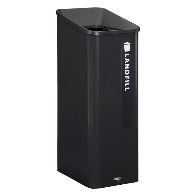 Sustain Landfill 1-Stream Trash Can 12.80X17.90X36.10 IN 15 GAL Black Metal Resin With Hinged Lid 1/Each