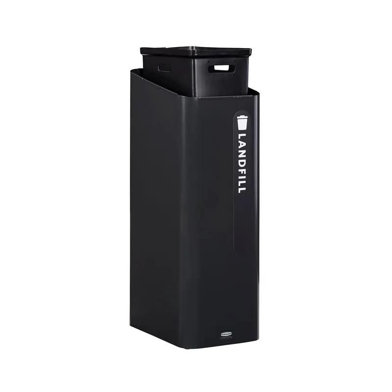 Sustain Landfill 1-Stream Trash Can 12.80X17.90X36.10 IN 15 GAL Black Metal Resin With Hinged Lid 1/Each