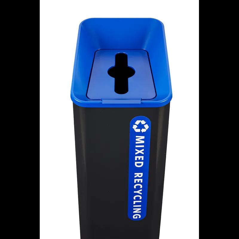 Mixed Recycling 1-Stream Multi-Stream Recycling 16.54X20.87X39.37 IN 15 GAL Black Blue Metal Resin W/Hinged Lid 1/Each