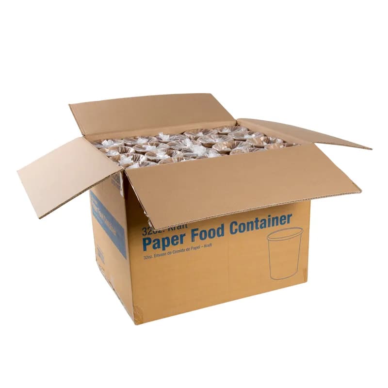 Food Container 32 OZ Paper Kraft Bulk 25 Count/Pack 20 Packs/Case 500 Count/Case