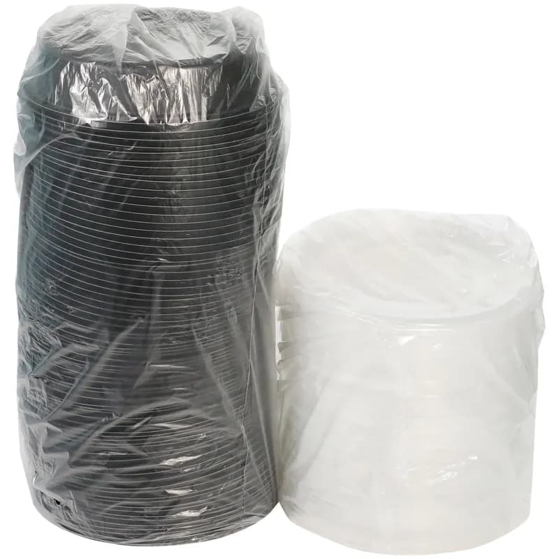 Take-Out Container Base & Lid Combo 48 OZ MFPP PP Black Round 150/Case