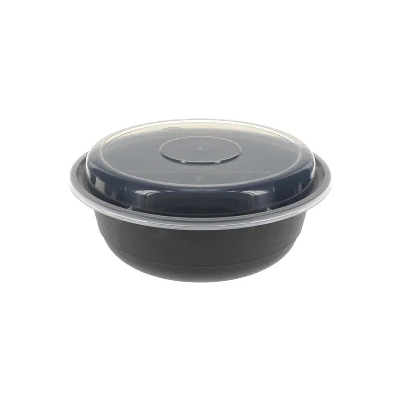 Versa2Go Take-Out Container Base & Lid Combo 30 OZ PP Black Clear Round 150/Case