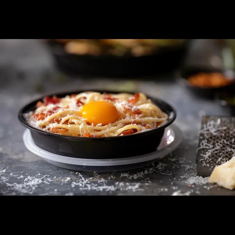 Versa2Go Take-Out Container Base & Lid Combo 30 OZ PP Black Clear Round 150/Case