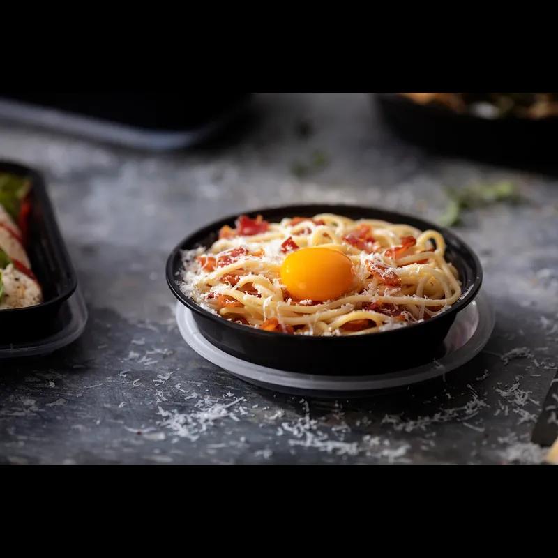 Versa2Go Take-Out Container Base & Lid Combo 30 OZ PP Black Clear Round 150/Case