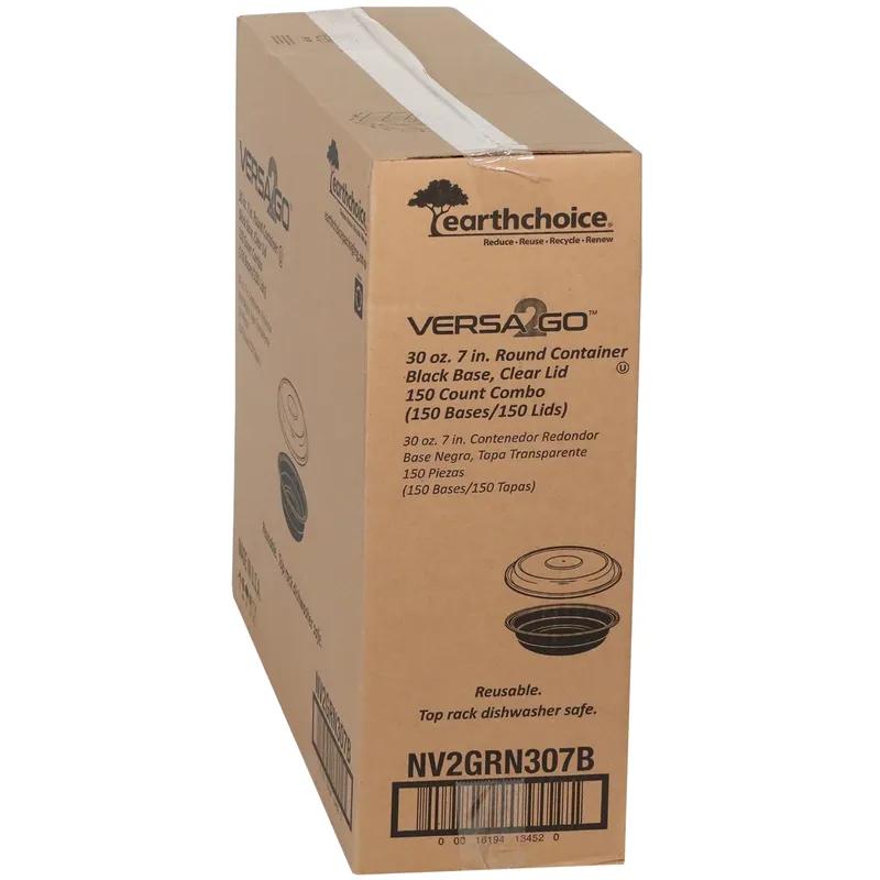 Versa2Go Take-Out Container Base & Lid Combo 30 OZ PP Black Clear Round 150/Case