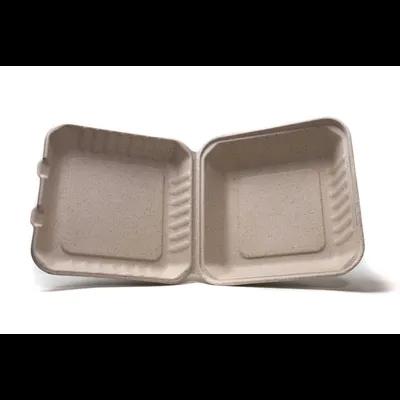 Ovation Take-Out Container Hinged With Dome Lid 9X9X3 IN Sugarcane Square 300/Case