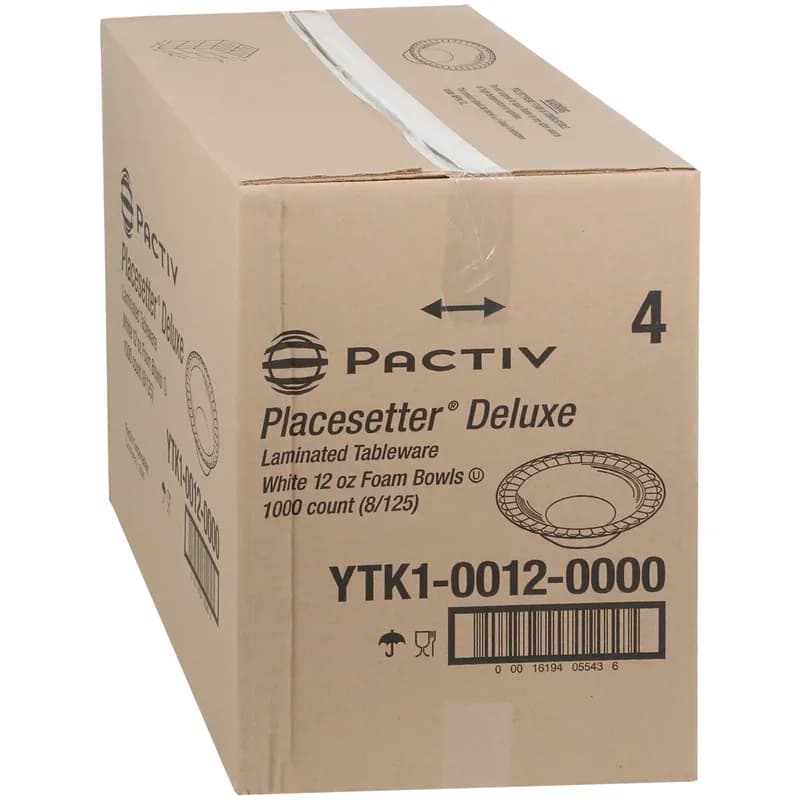 Placesetter® Bowl 12 OZ Polystyrene Foam White Round Cut Resistant Laminated 1000/Case