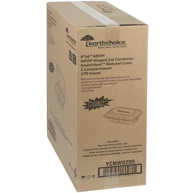 Take-Out Container Hinged With Dome Lid 9X6X3.1 IN MFPP White Rectangle 170/Case