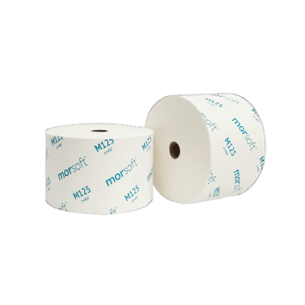 Morsoft® Toilet Paper & Tissue Roll 3.75X3.9 IN 1PLY White 1IN Core Diameter 104 Sheets/Roll 24 Rolls/Case