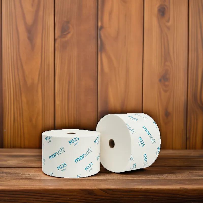 Morsoft® Toilet Paper & Tissue Roll 3.75X3.9 IN 1PLY White 1IN Core Diameter 104 Sheets/Roll 24 Rolls/Case