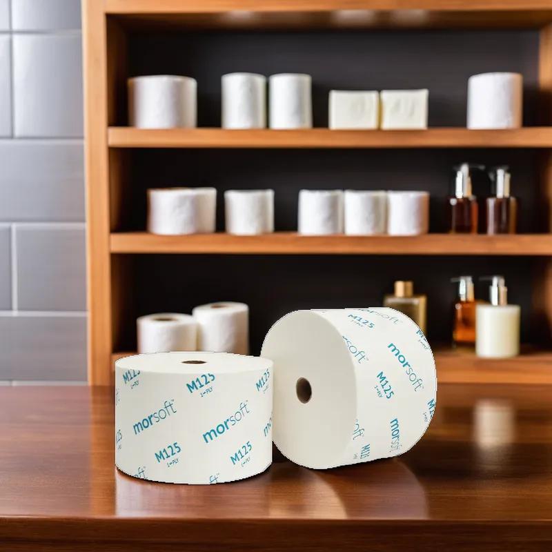 Morsoft® Toilet Paper & Tissue Roll 3.75X3.9 IN 1PLY White 1IN Core Diameter 104 Sheets/Roll 24 Rolls/Case