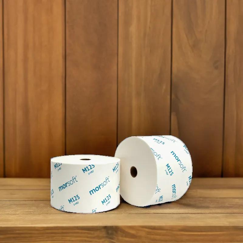 Morsoft® Toilet Paper & Tissue Roll 3.75X3.9 IN 1PLY White 1IN Core Diameter 104 Sheets/Roll 24 Rolls/Case