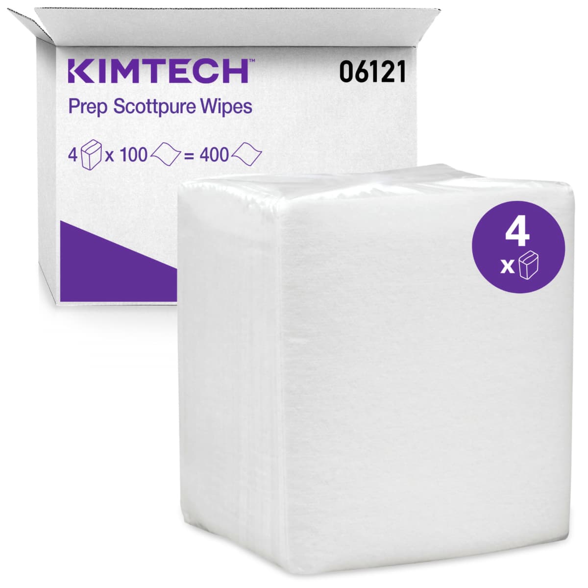 Kimtech™ Prep ScottPure Cleaning Wipe 15X12 IN Spunlace White 1/4 Fold 100 Count/Box 4 Box/Case 400 Count/Case