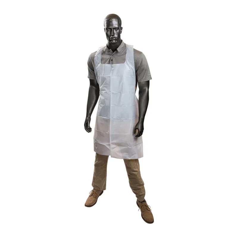 Apron 28X46 IN White 1.5MIL PE Disposable 100 Count/Pack 5 Packs/Case 500 Count/Case