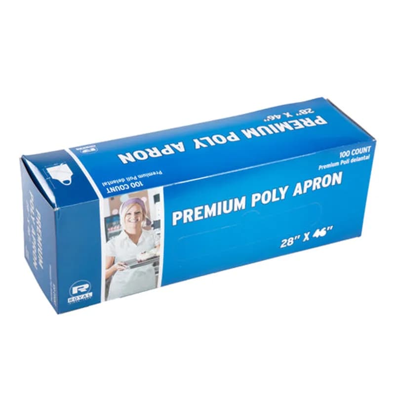 Apron 28X46 IN White 1.5MIL PE Disposable 100 Count/Pack 5 Packs/Case 500 Count/Case