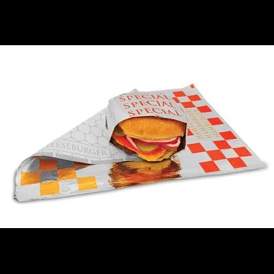 Bagcraft® 3-in-1 Hamburger Cheeseburger Special Foil Sheets 10.5X14 IN Foil-Lined Paper 2000/Case