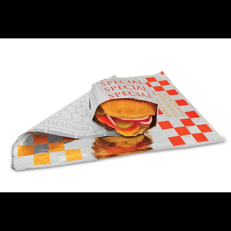 Bagcraft® 3-in-1 Hamburger Cheeseburger Special Foil Sheets 10.5X14 IN Foil-Lined Paper 2000/Case