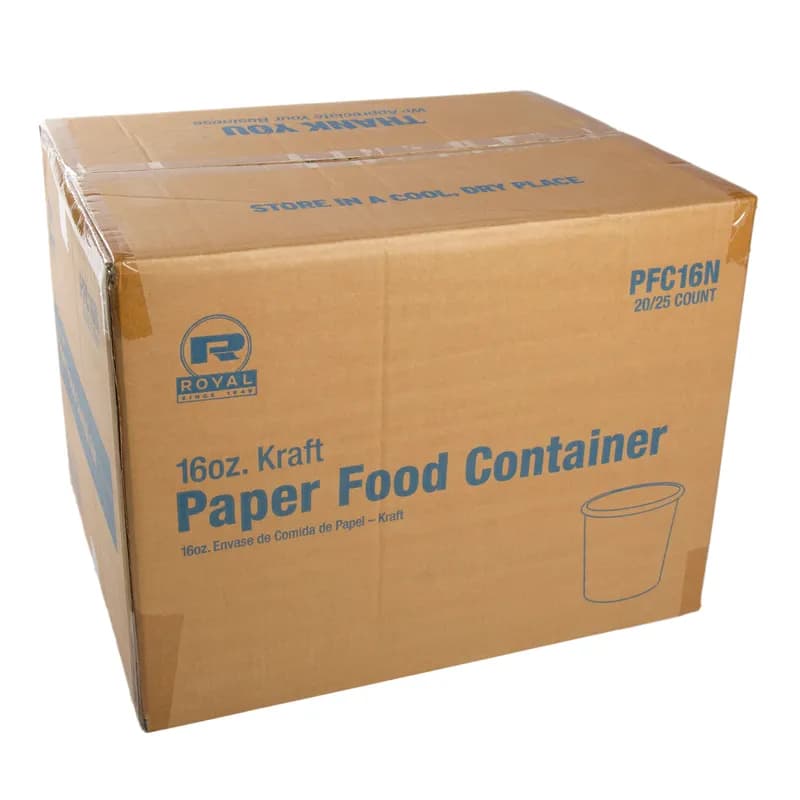Food Container Base 16 OZ Polyethylene Coated Paperboard Kraft 500/Case