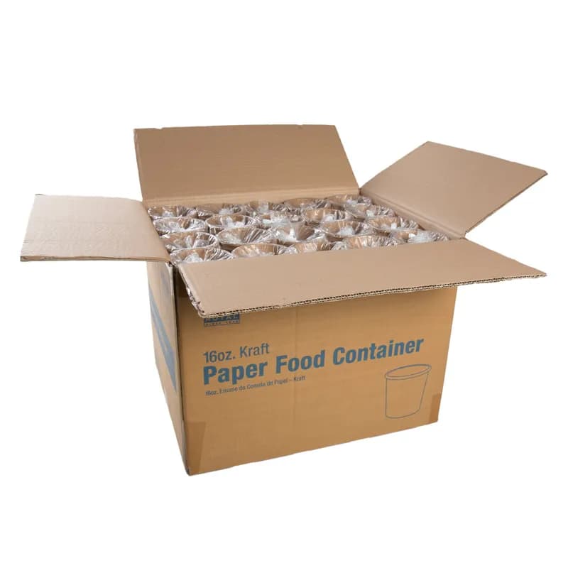 Food Container Base 16 OZ Polyethylene Coated Paperboard Kraft 500/Case
