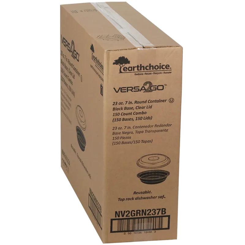 Versa2Go Take-Out Container Base & Lid Combo 23 OZ PP Black Clear Round 150/Case