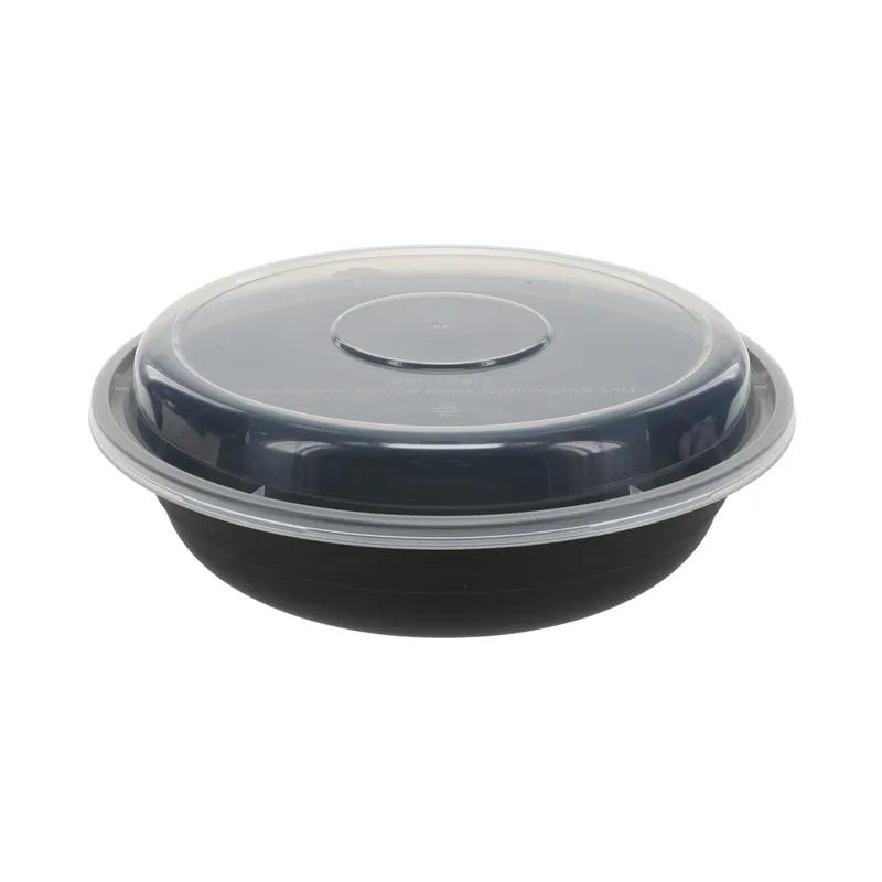 Versa2Go Take-Out Container Base & Lid Combo 23 OZ PP Black Clear Round 150/Case