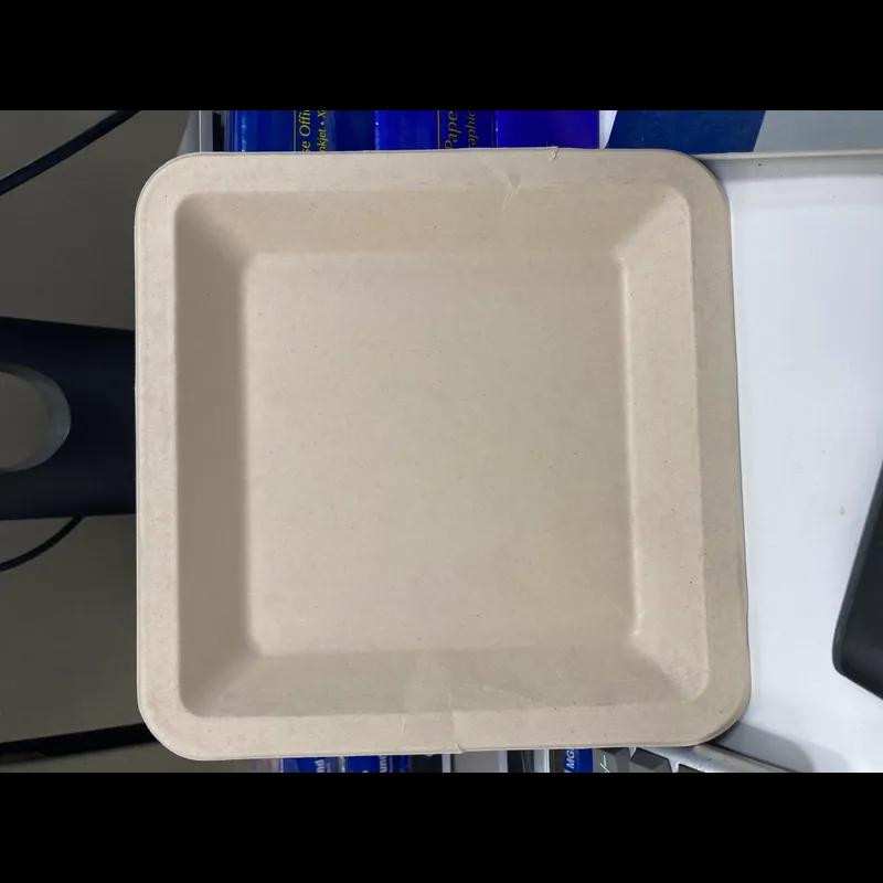 Plate 8X8 IN Sugarcane Kraft Square 500/Case