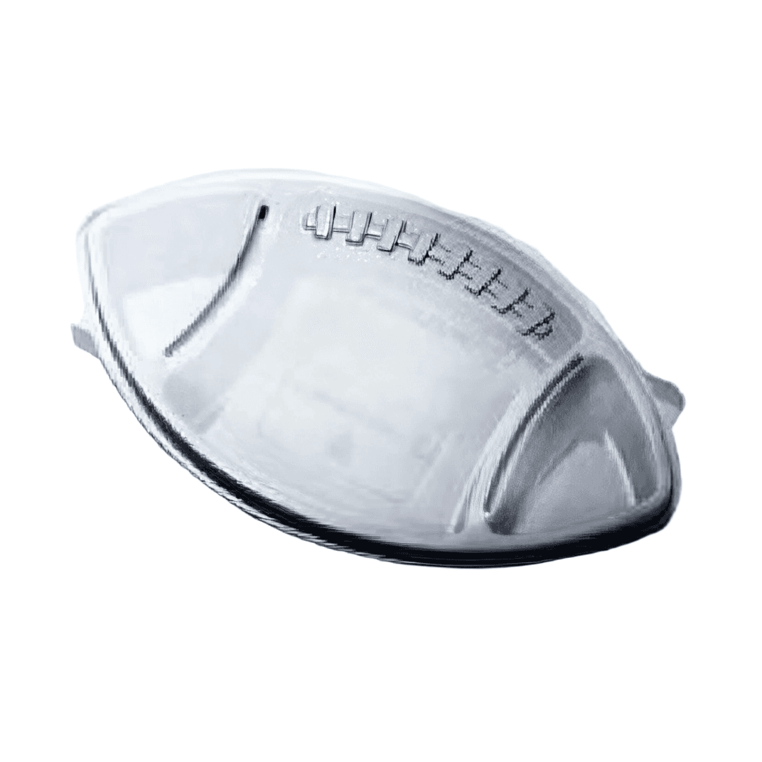 Take-Out Container Base & Lid Combo With Flat Lid 42 OZ 3 Compartment Plastic Black Clear Football 50/Case