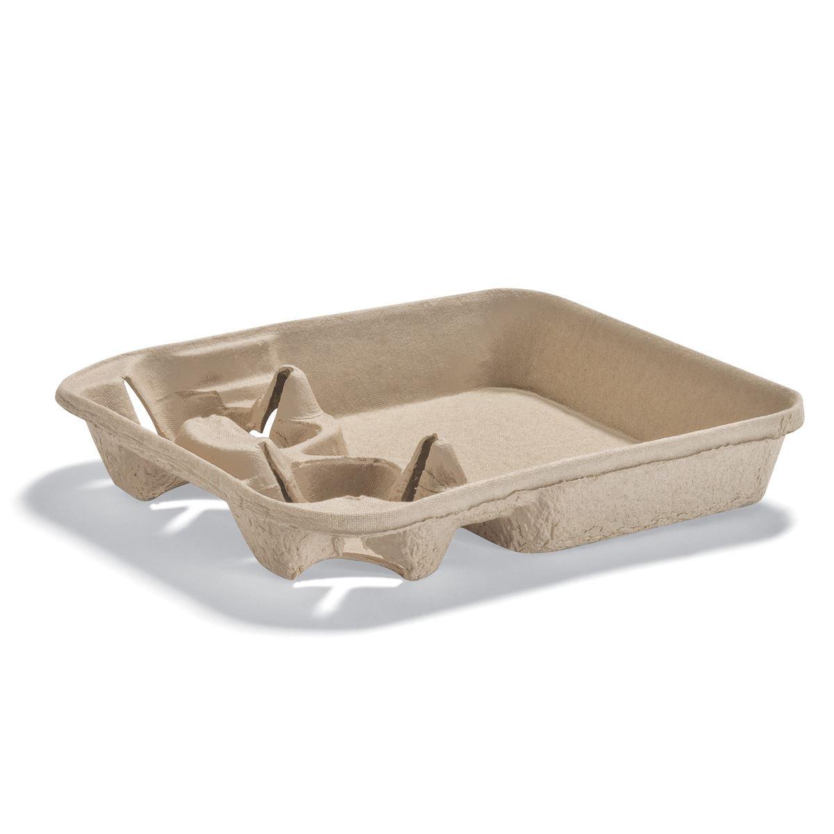 StrongHolder® Cup Carrier & Tray 9.75X8.38X1.63 IN 2 Compartment Molded Fiber Rectangle 250/Case