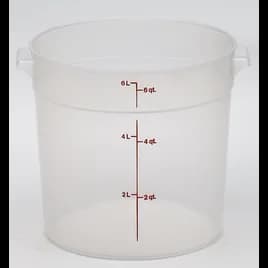 Food Storage Container 6 QT Translucent Round PP 1/Each