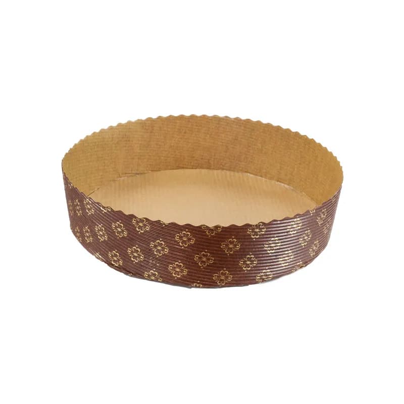 Cake Tart Pie Tortina Baking Mold 7.25X1.75 IN 26 OZ Corrugated Paperboard Brown Gold Floret Print Shallow 540/Case