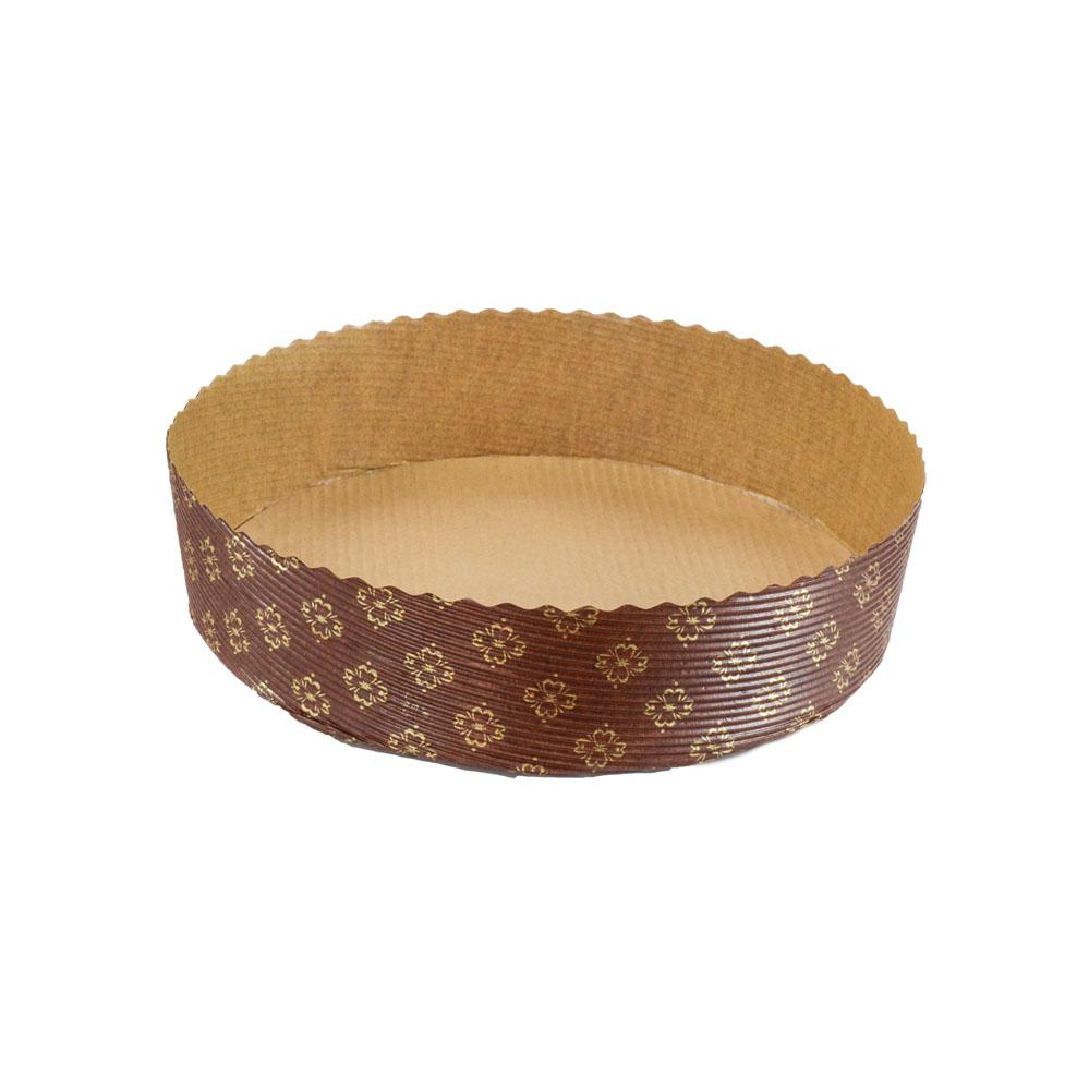 Cake Tart Pie Tortina Baking Mold 7.25X1.75 IN 26 OZ Corrugated Paperboard Brown Gold Floret Print Shallow 540/Case