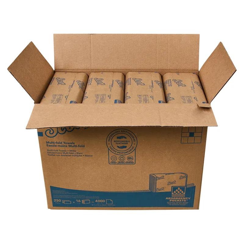 Scott® Folded Paper Towel 8X9.4 IN White Multifold 250 Sheets/Pack 16 Packs/Case 4000 Sheets/Case