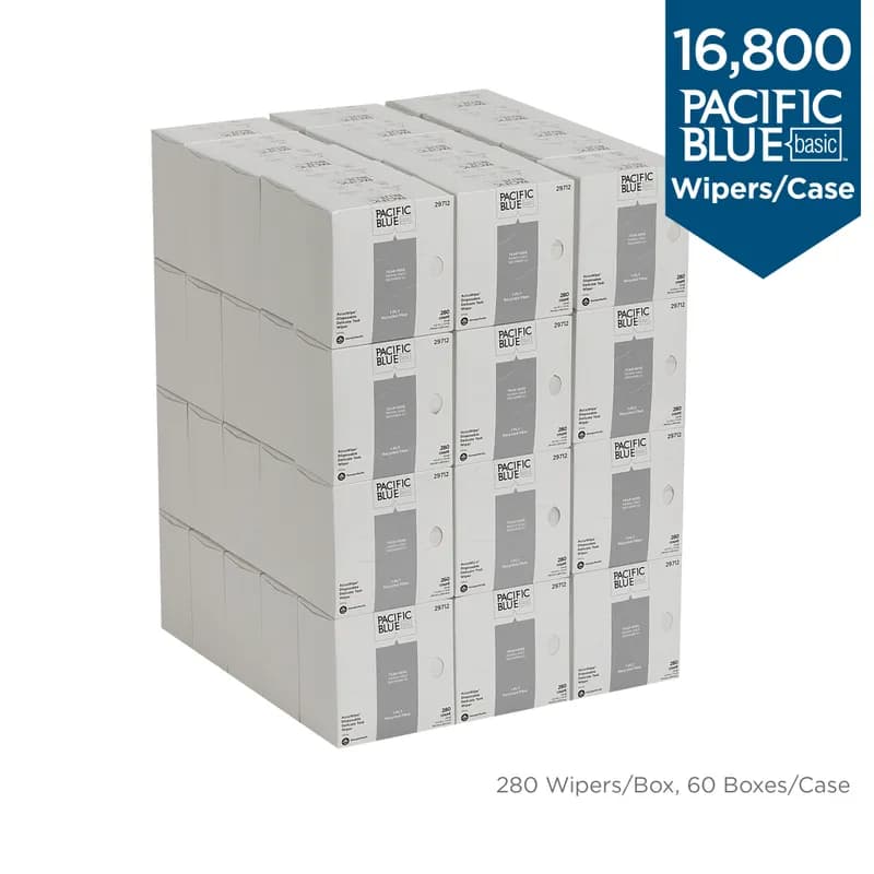 Pacific Blue Basic AccuWipe Cleaning Wipe 5X8 IN 1 White Disposable 280 Sheets/Pack 60 Packs/Case 16800 Sheets/Case