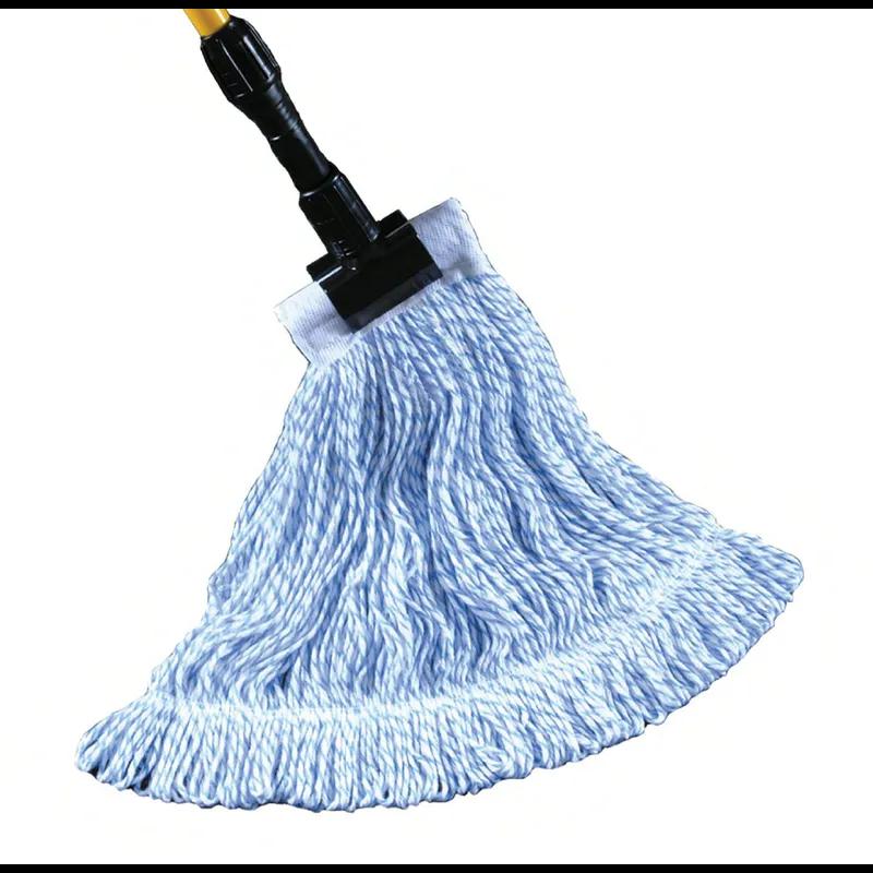 Waxer Wet Mop Blue White Poly Blend Launderable Medium 4 Ply Yarn 1/Each