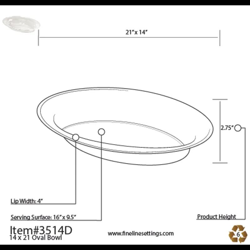 Catering Tray 14X21 IN PS White Oval Deep 20/Case